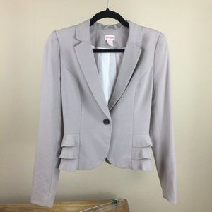 H&M Greyish Beige Ruffle Blazer